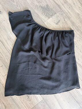 Torrid Asymmetrical One-Shoulder top with Metallic Pinstripes